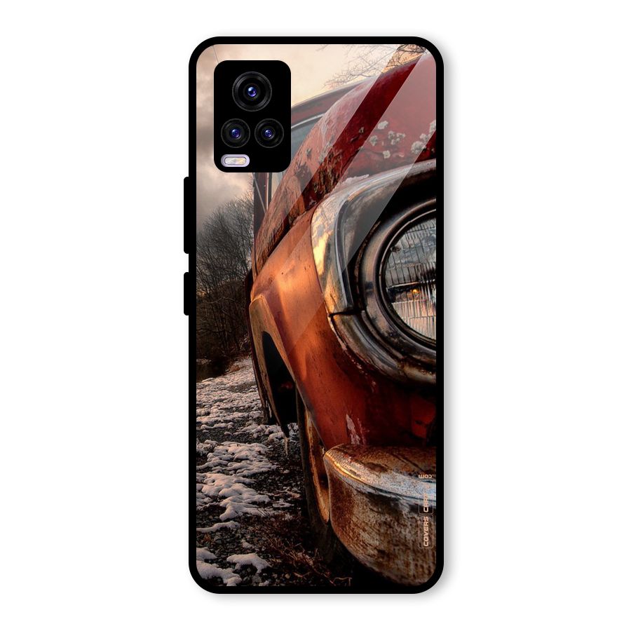 Vintage Car Headlight Glass Back Case for Vivo V20 2021