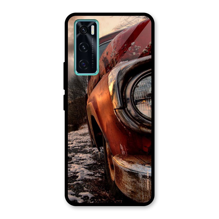 Vintage Car Headlight Glass Back Case for Vivo V20 SE