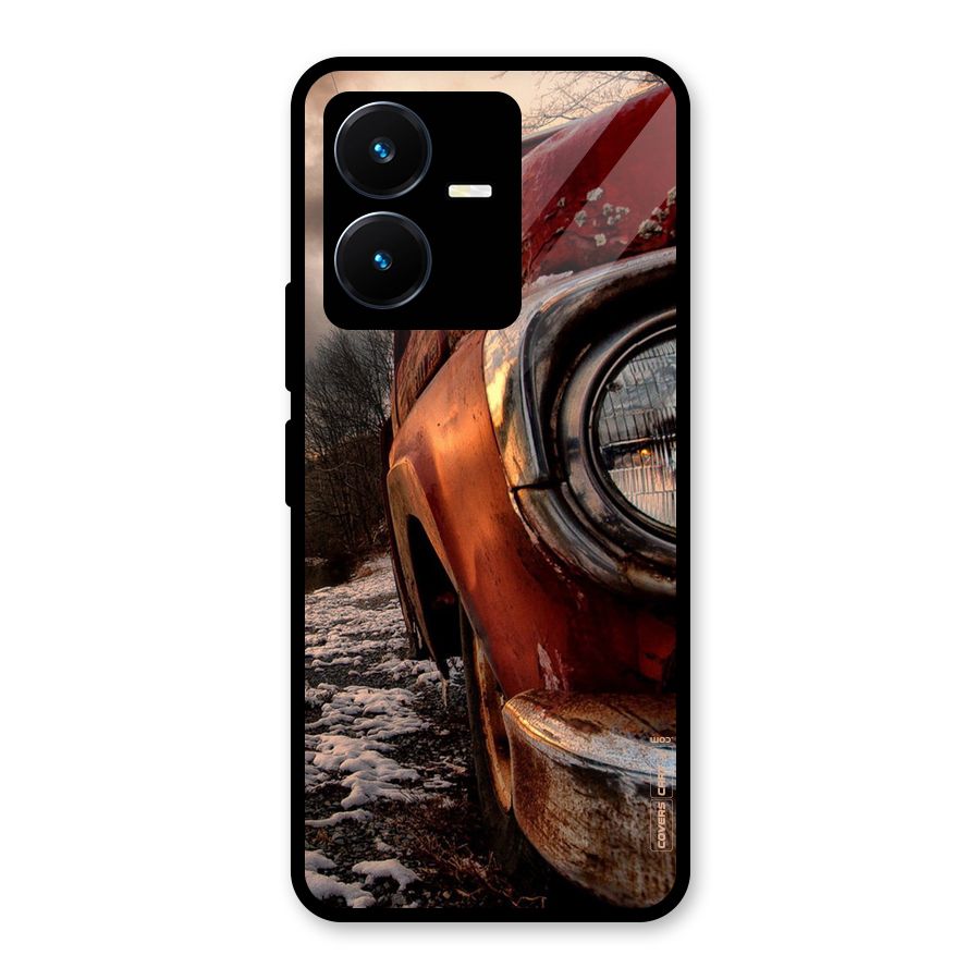 Vintage Car Headlight Glass Back Case for Vivo Y22s