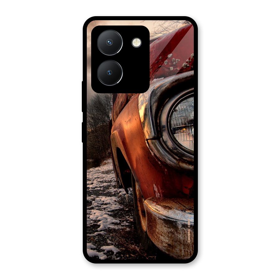 Vintage Car Headlight Glass Back Case for Vivo Y36
