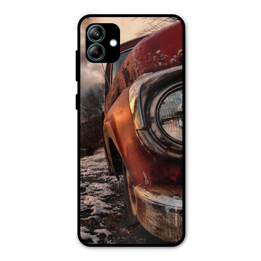 Vintage Car Headlight Metal Back Case for Galaxy A04