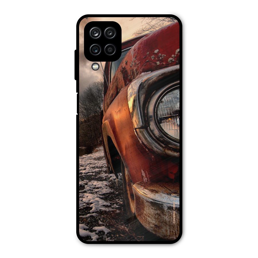 Vintage Car Headlight Metal Back Case for Galaxy A12