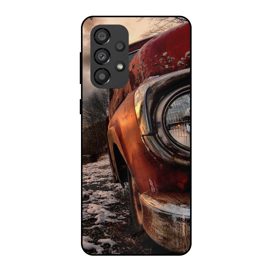 Vintage Car Headlight Metal Back Case for Galaxy A33 5G