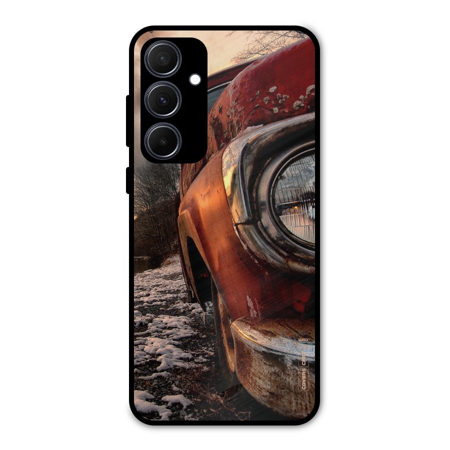Vintage Car Headlight Metal Back Case for Galaxy A35