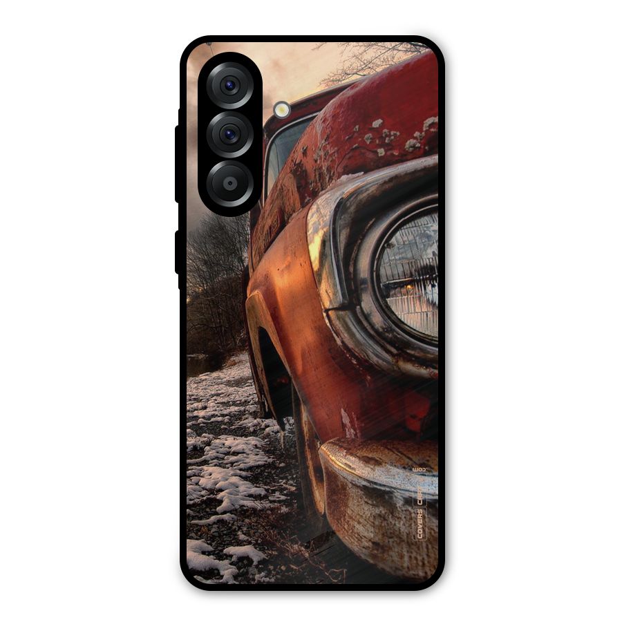 Vintage Car Headlight Metal Back Case for Galaxy A36