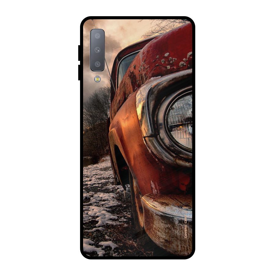 Vintage Car Headlight Metal Back Case for Galaxy A7 (2018)
