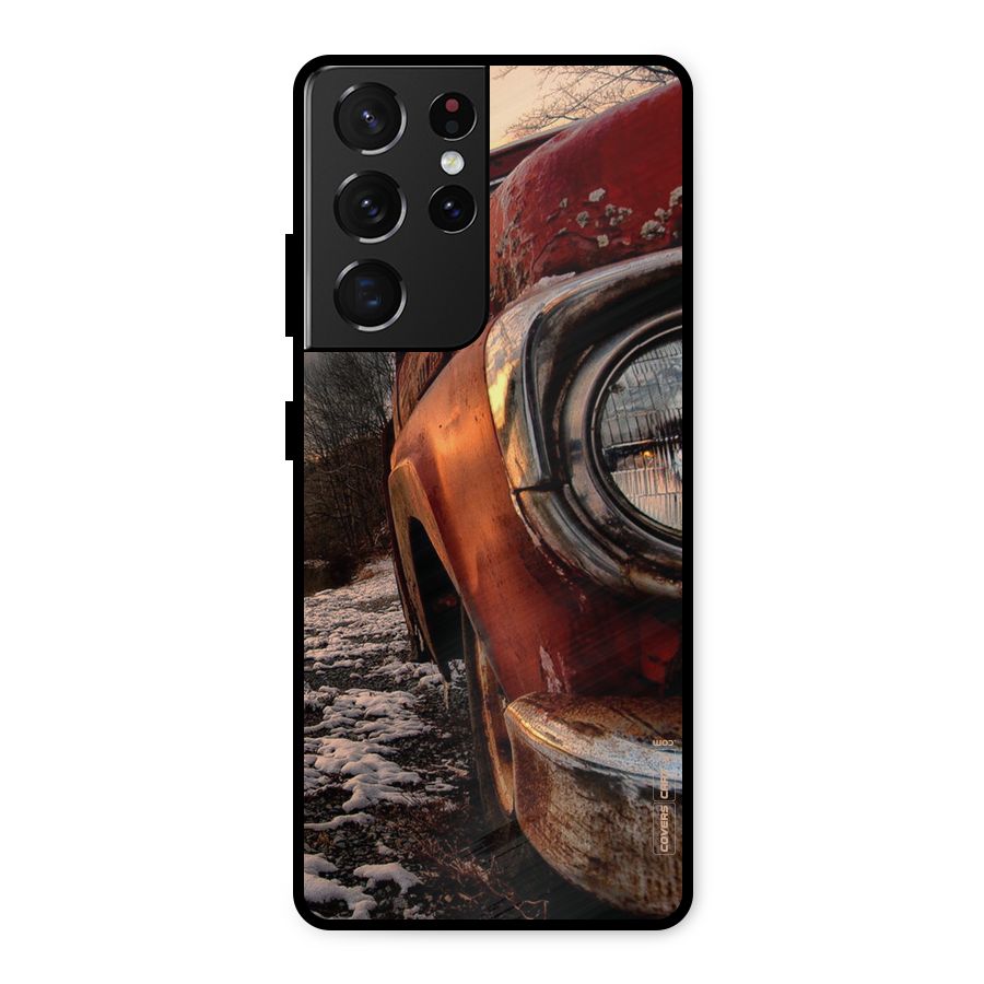 Vintage Car Headlight Metal Back Case for Galaxy S21 Ultra 5G