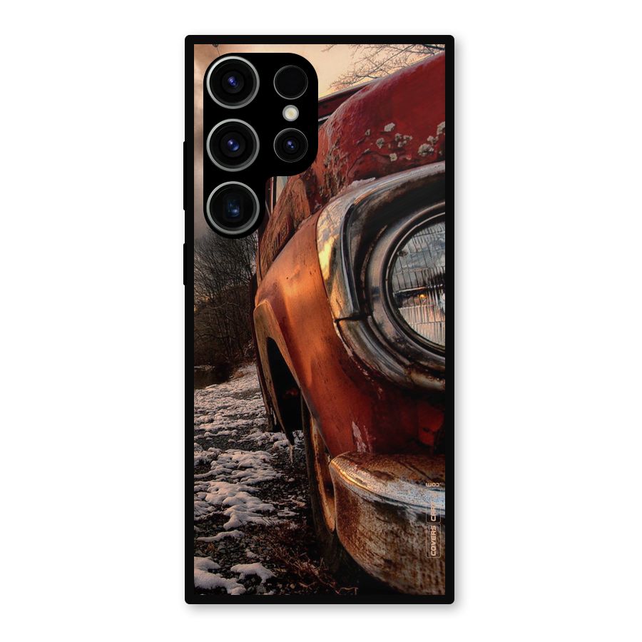 Vintage Car Headlight Metal Back Case for Galaxy S23 Ultra