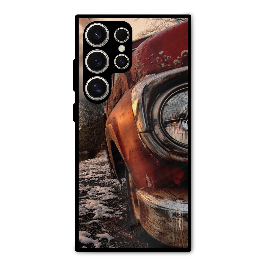 Vintage Car Headlight Metal Back Case for Galaxy S24 Ultra