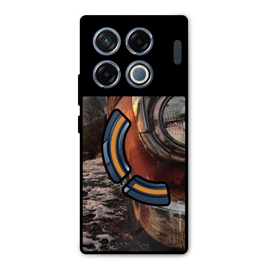 Vintage Car Headlight Metal Back Case for Infinix GT 20 Pro