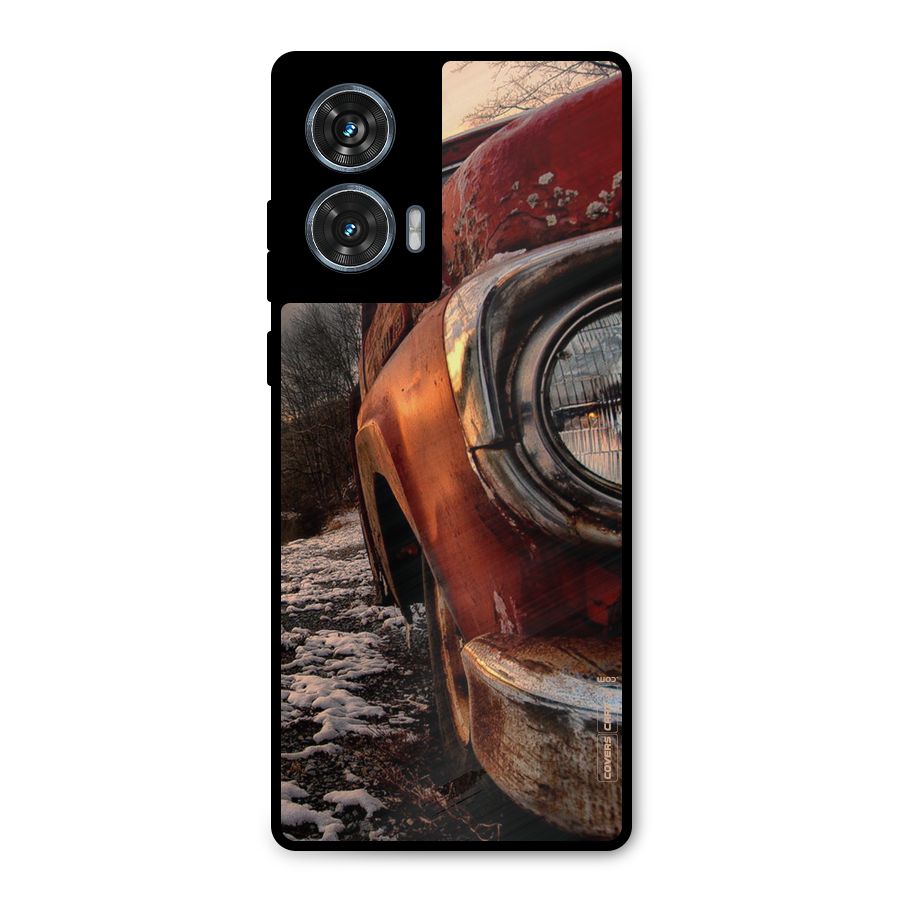 Vintage Car Headlight Metal Back Case for Motorola Edge 50 Fusion