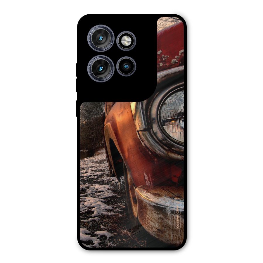 Vintage Car Headlight Metal Back Case for Motorola Edge 50 Neo