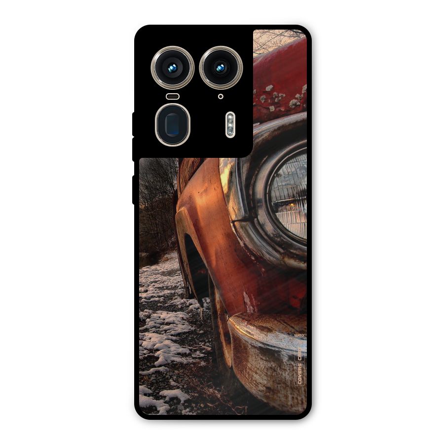 Vintage Car Headlight Metal Back Case for Motorola Edge 50 Ultra