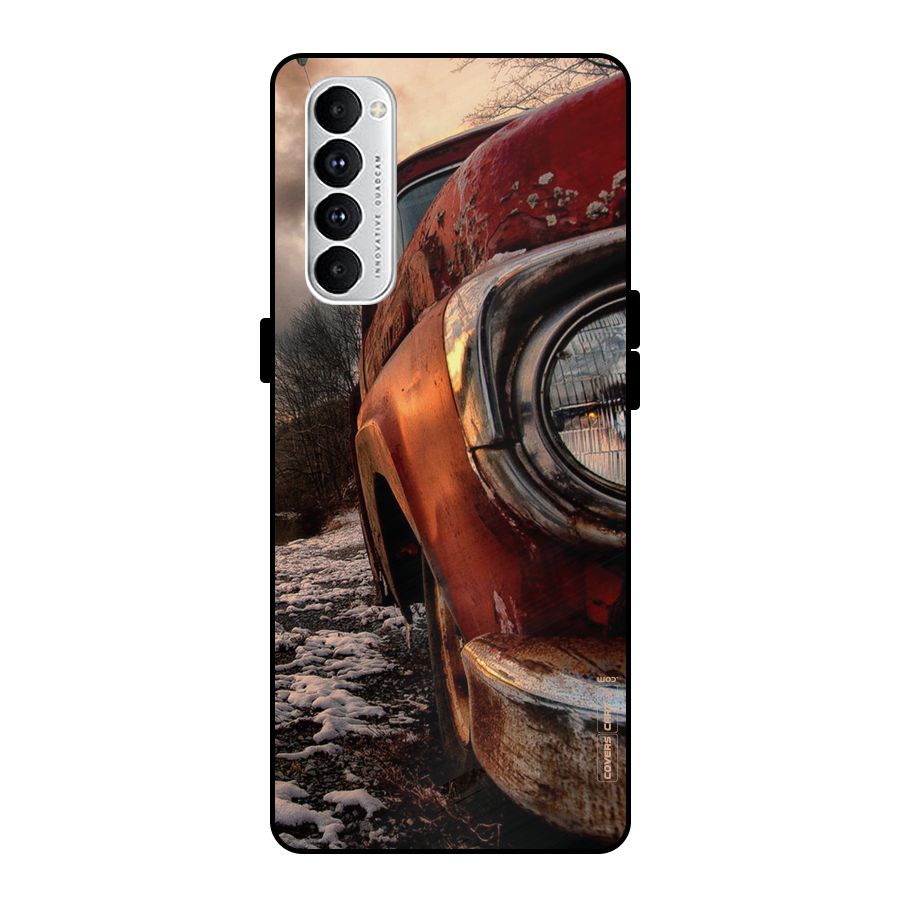 Vintage Car Headlight Metal Back Case for Oppo Reno4 Pro