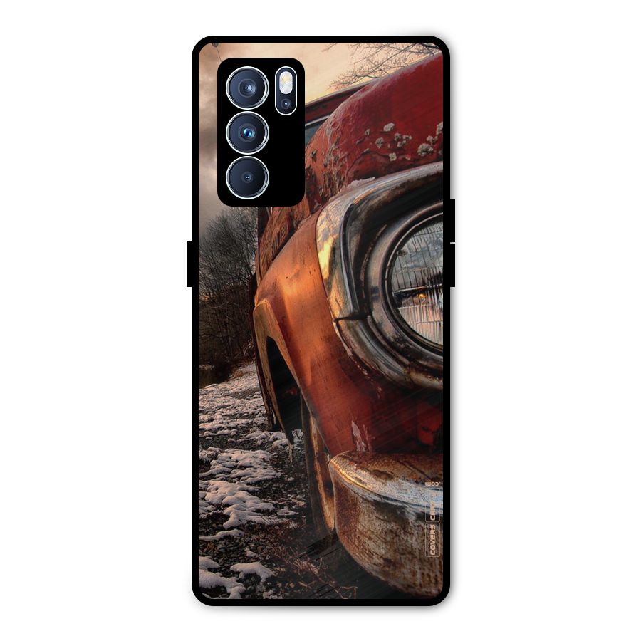 Vintage Car Headlight Metal Back Case for Oppo Reno6 Pro 5G