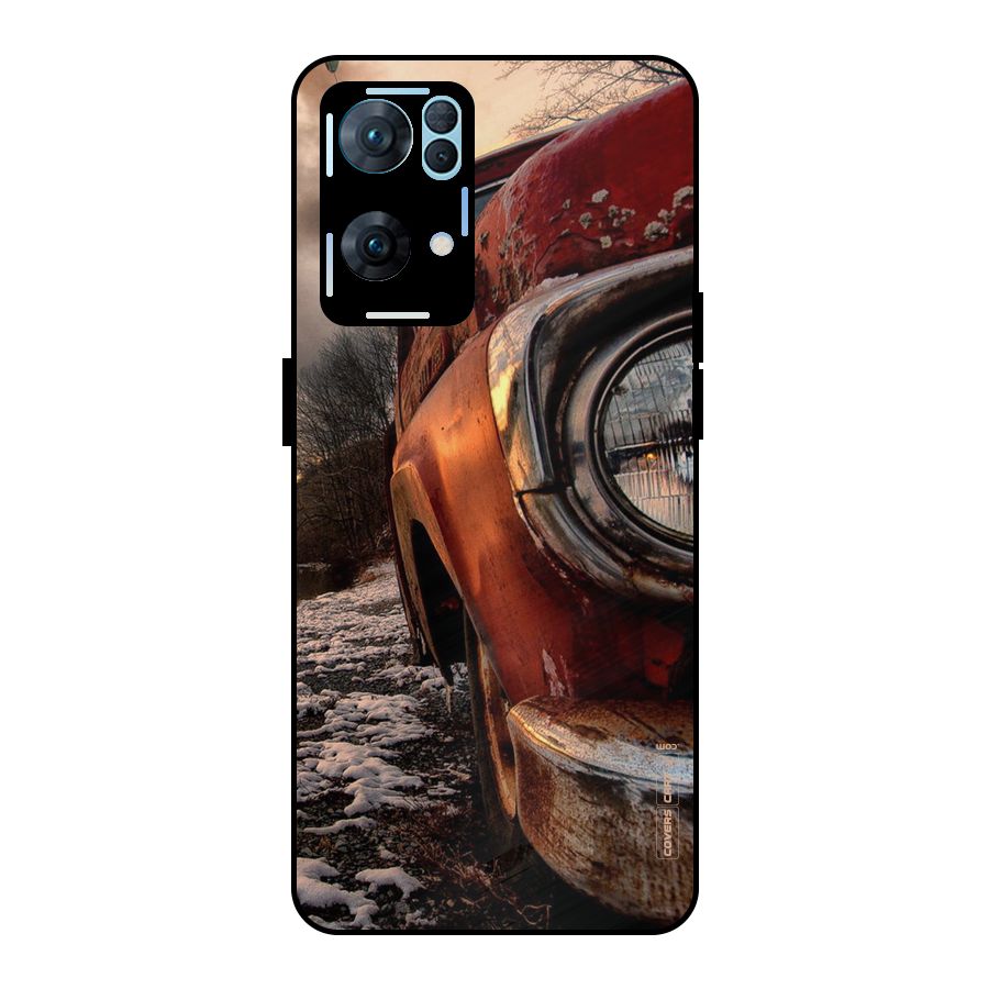 Vintage Car Headlight Metal Back Case for Oppo Reno7 Pro 5G