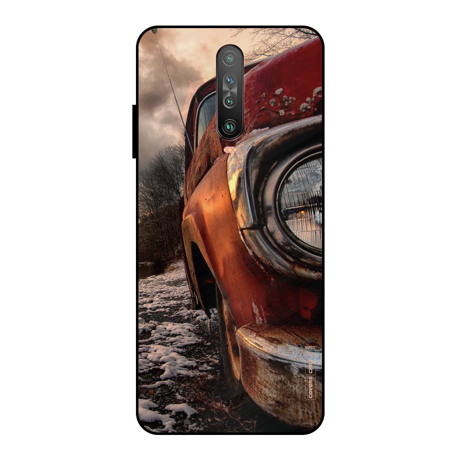 Vintage Car Headlight Metal Back Case for Poco X2