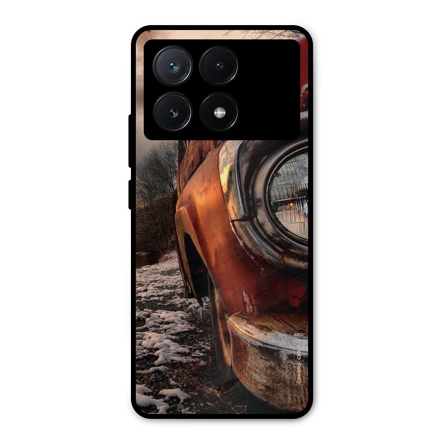 Vintage Car Headlight Metal Back Case for Poco X6 Pro