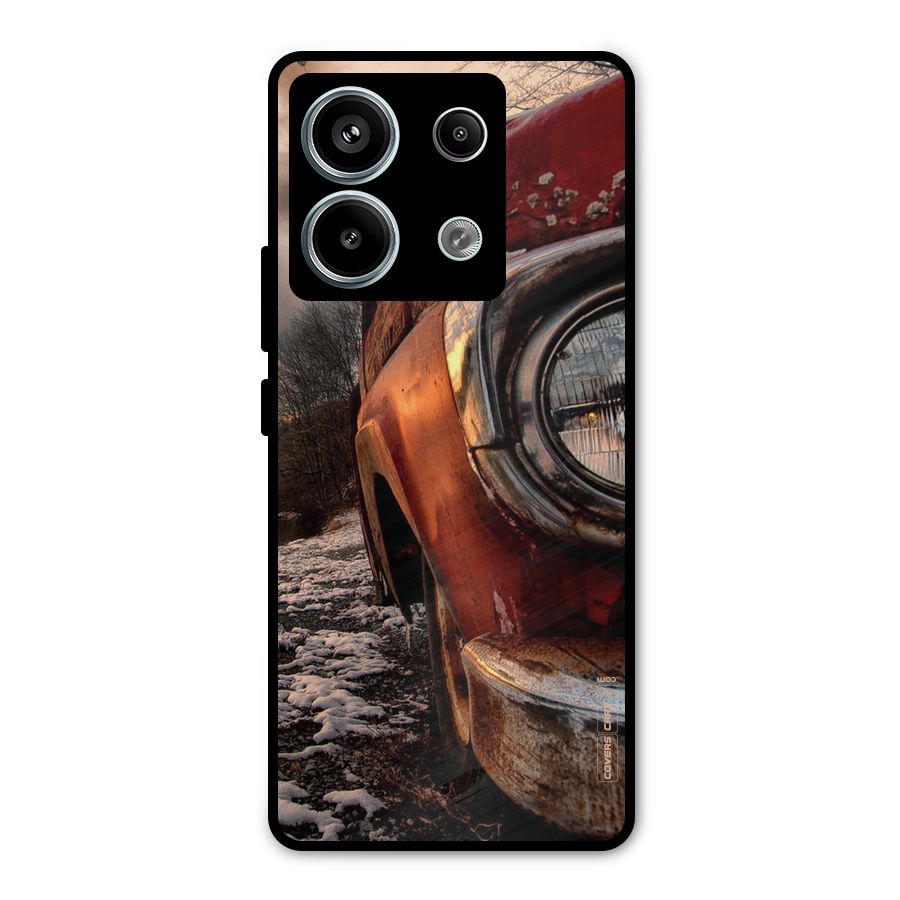 Vintage Car Headlight Metal Back Case for Redmi Note 13 Pro 5G