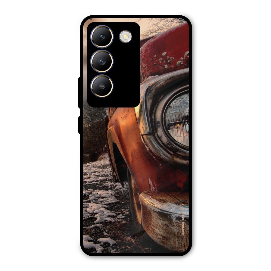 Vintage Car Headlight Metal Back Case for Vivo T3 5G