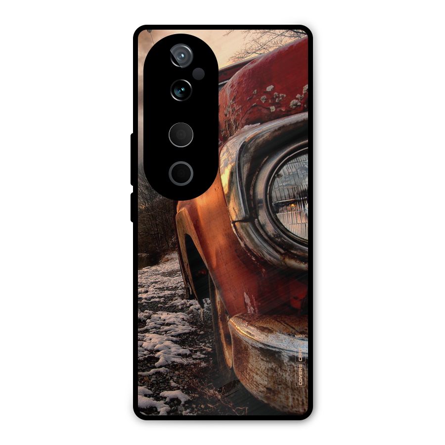Vintage Car Headlight Metal Back Case for Vivo T3 Ultra