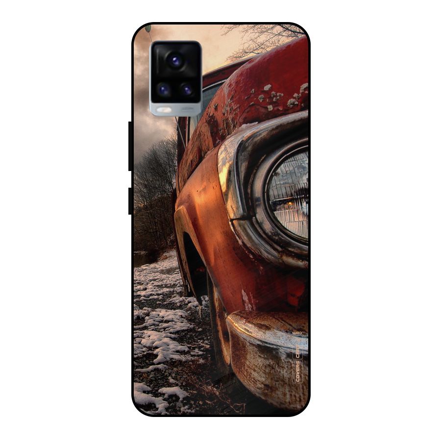 Vintage Car Headlight Metal Back Case for Vivo V20 2021