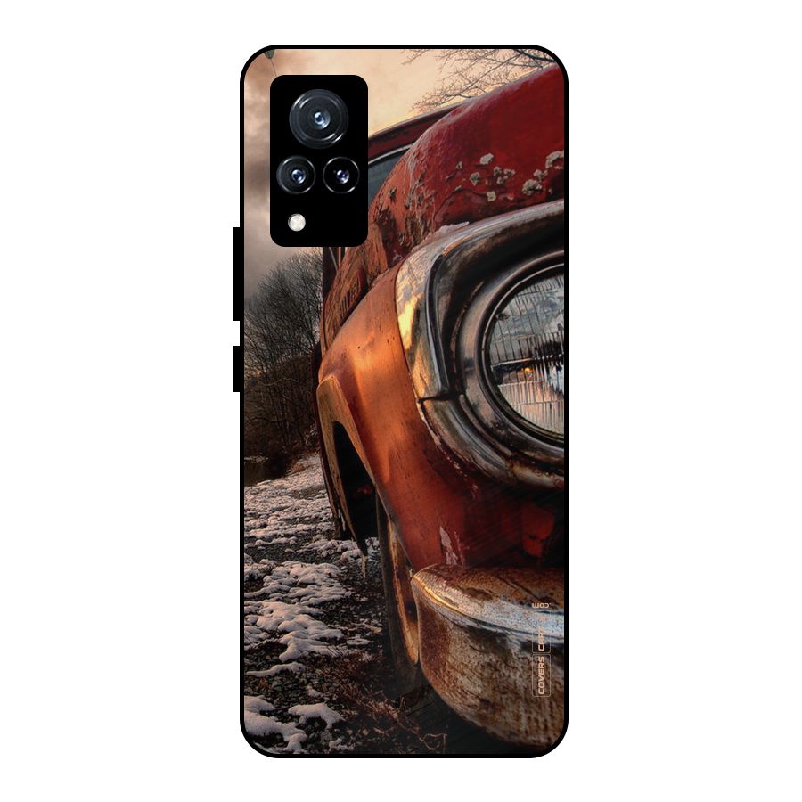Vintage Car Headlight Metal Back Case for Vivo V21 5G