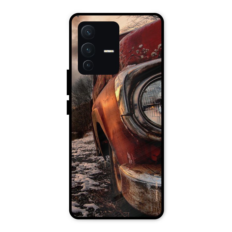 Vintage Car Headlight Metal Back Case for Vivo V23 5G