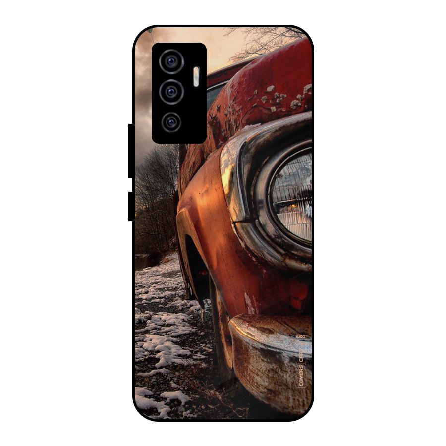 Vintage Car Headlight Metal Back Case for Vivo V23e
