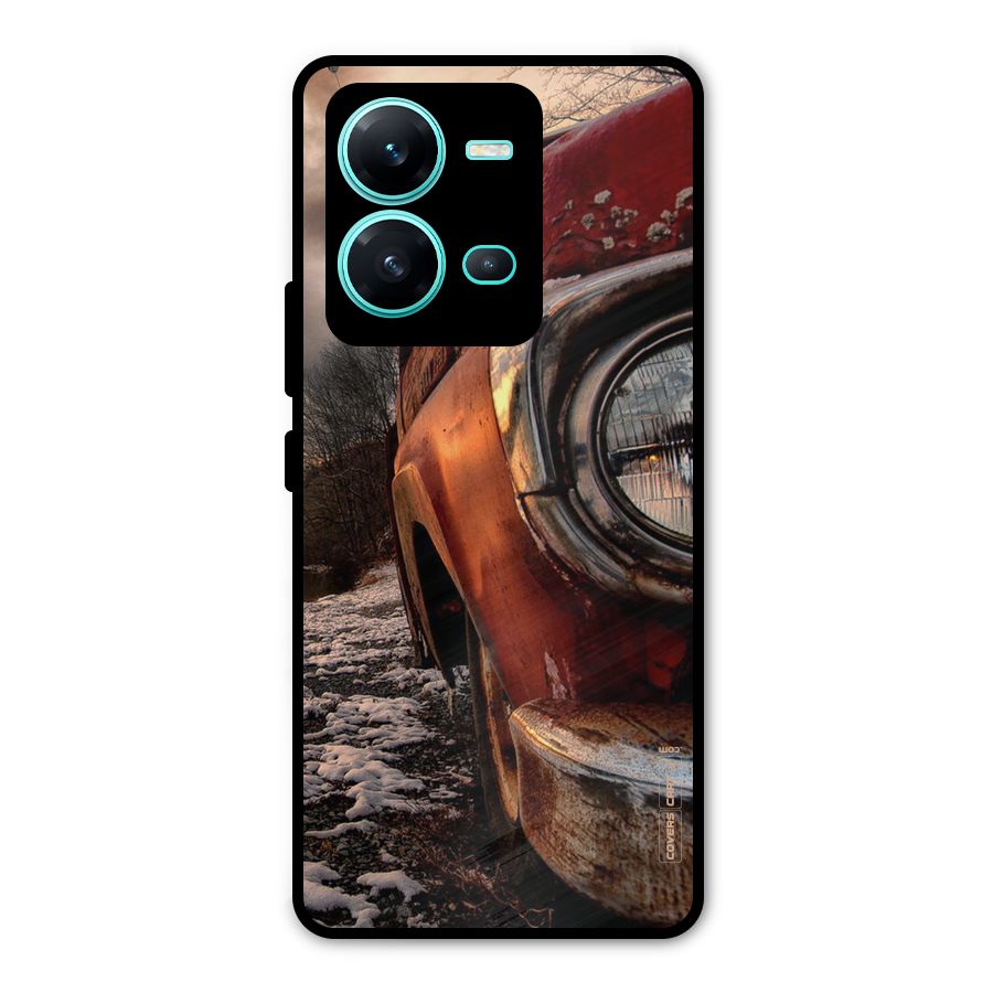 Vintage Car Headlight Metal Back Case for Vivo V25
