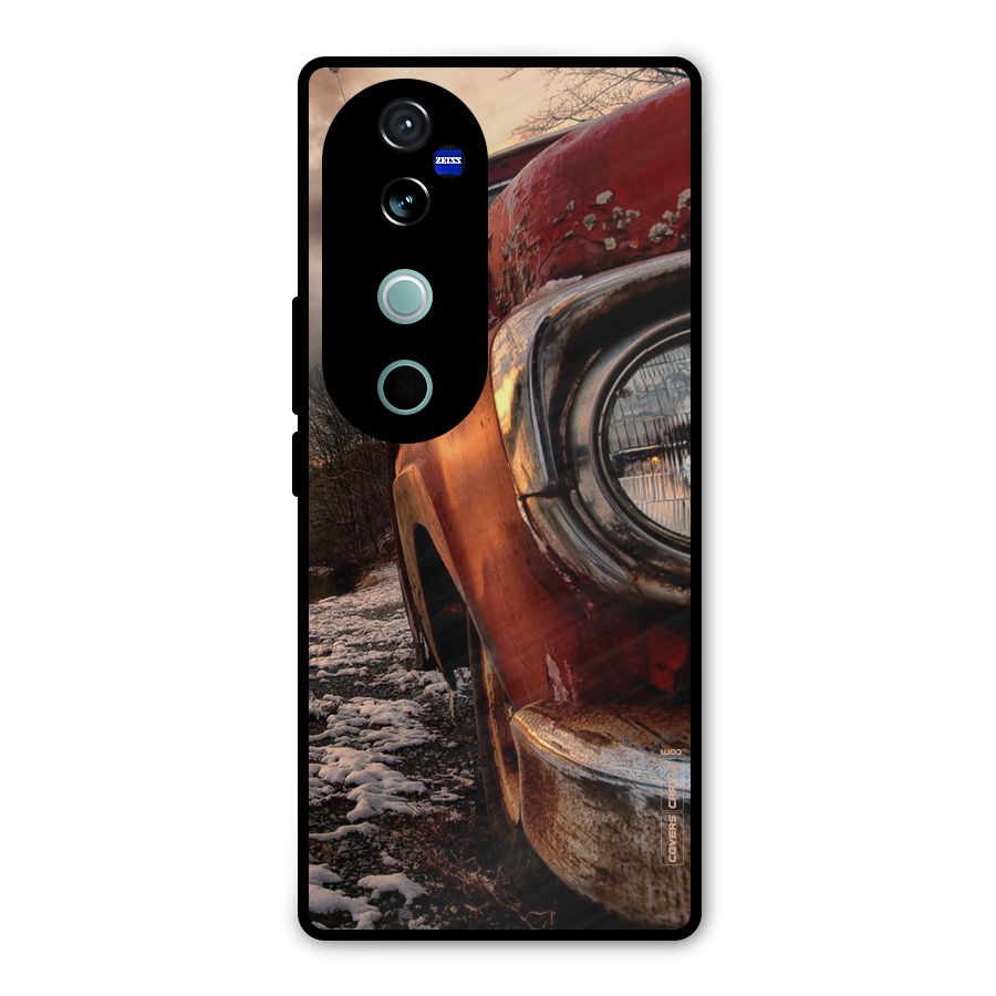Vintage Car Headlight Metal Back Case for Vivo V40