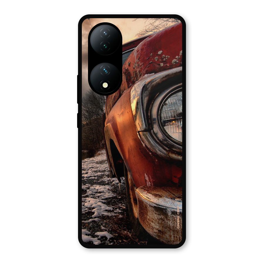 Vintage Car Headlight Metal Back Case for Vivo Y100a