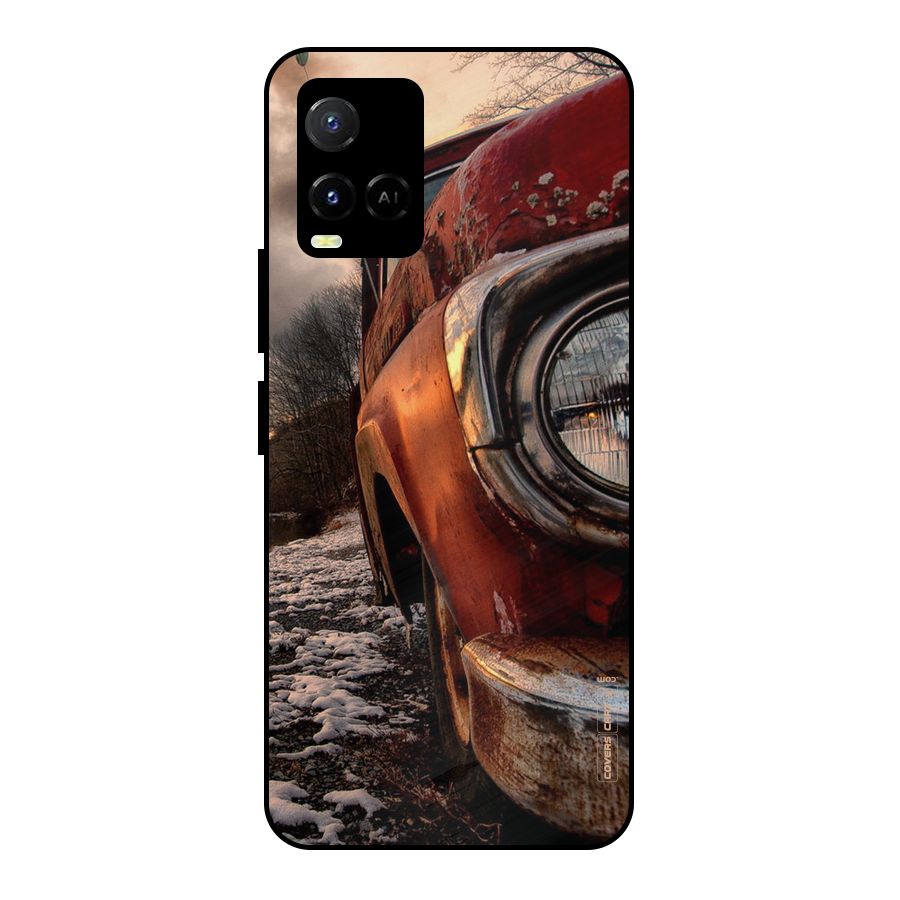 Vintage Car Headlight Metal Back Case for Vivo Y21