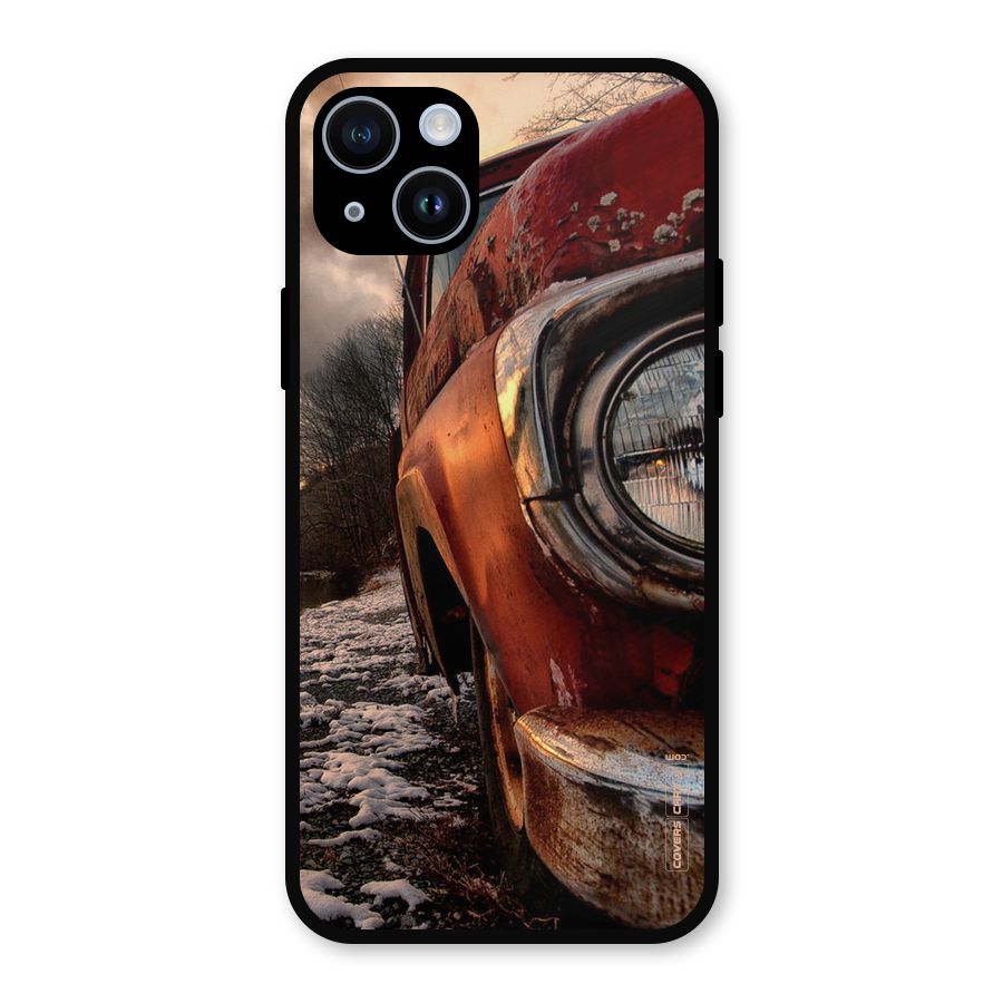 Vintage Car Headlight Metal Back Case for iPhone 14