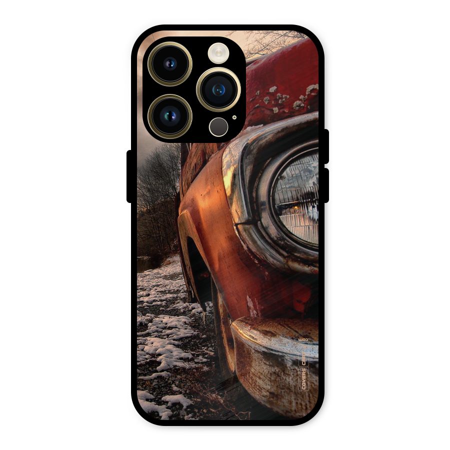 Vintage Car Headlight Metal Back Case for iPhone 14 Pro