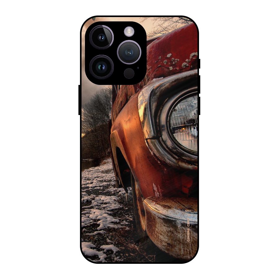 Vintage Car Headlight Metal Back Case for iPhone 14 Pro Max