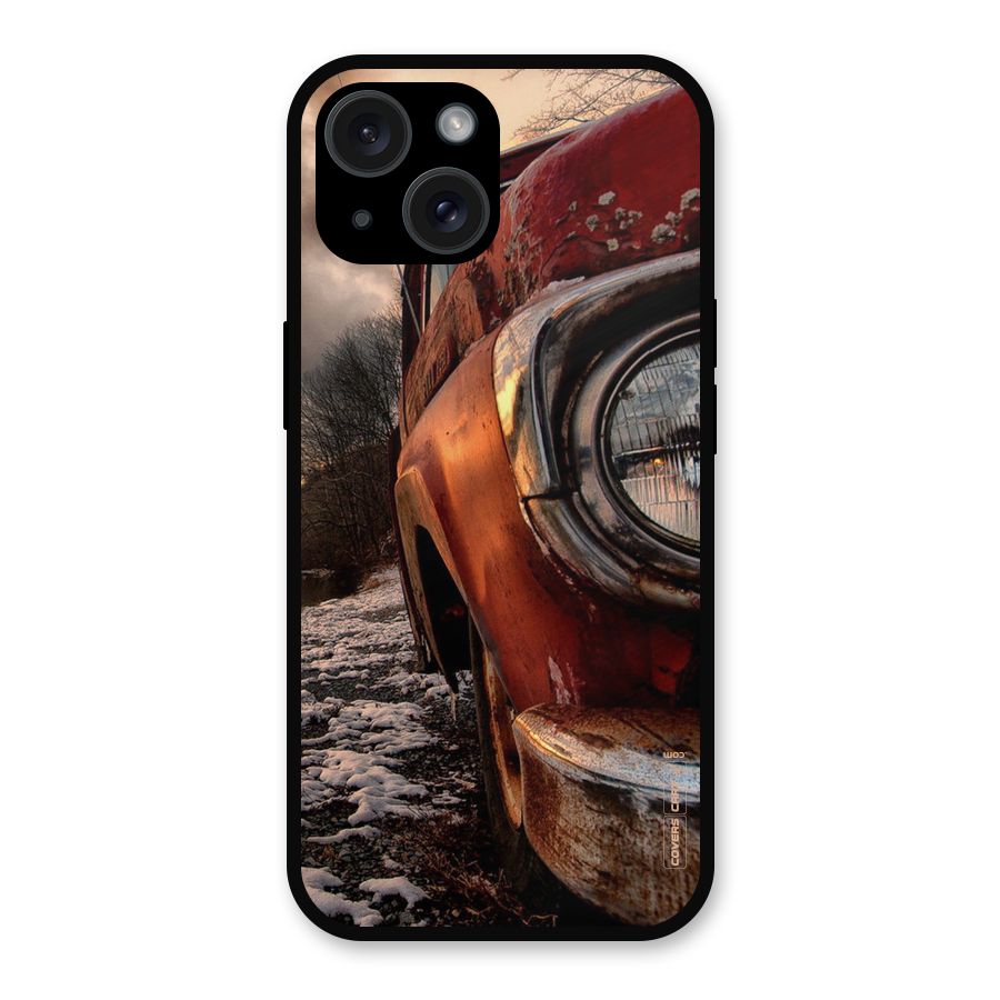 Vintage Car Headlight Metal Back Case for iPhone 15