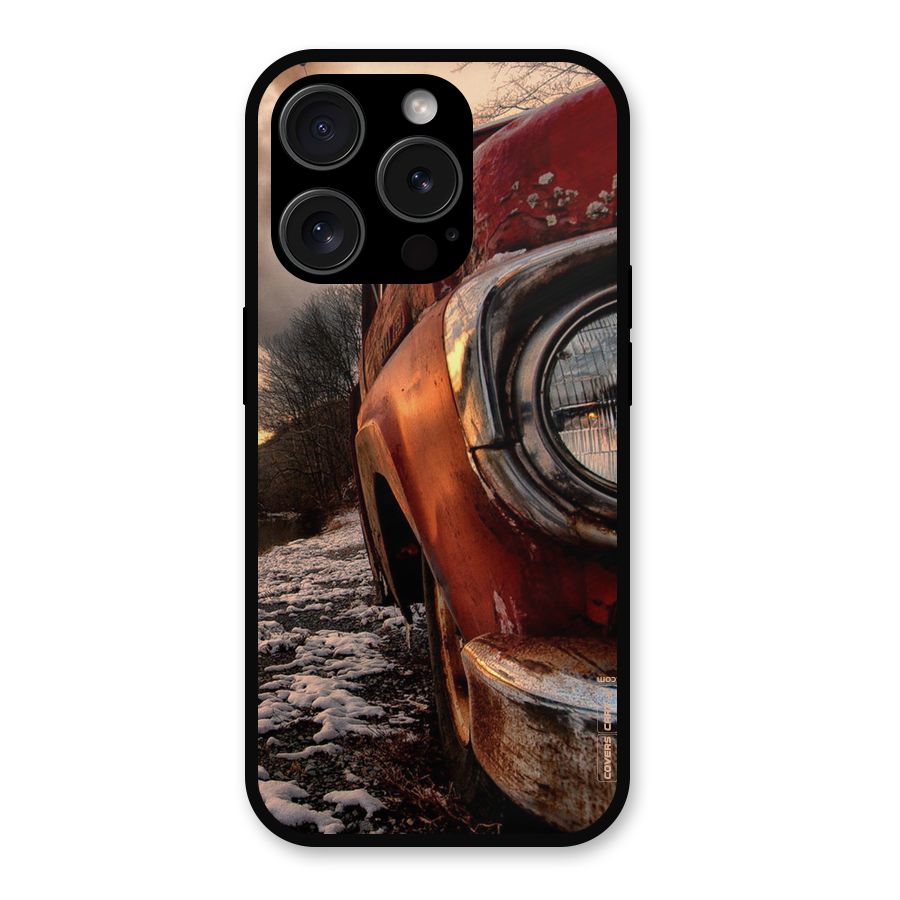 Vintage Car Headlight Metal Back Case for iPhone 15 Pro