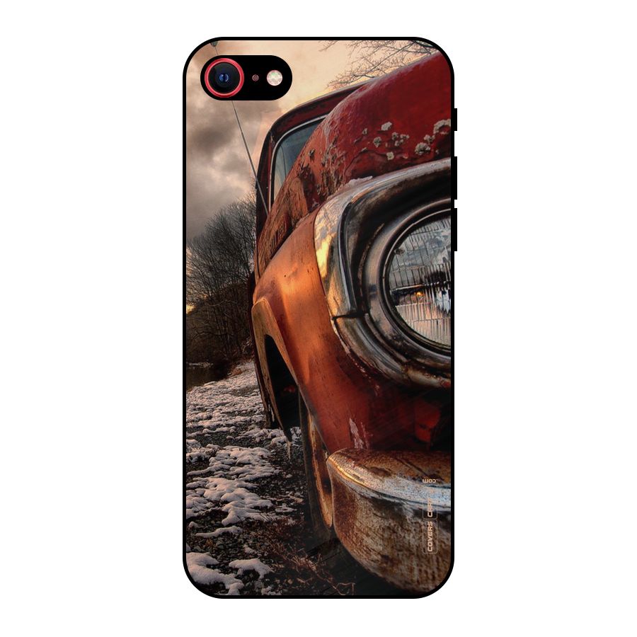 Vintage Car Headlight Metal Back Case for iPhone 8