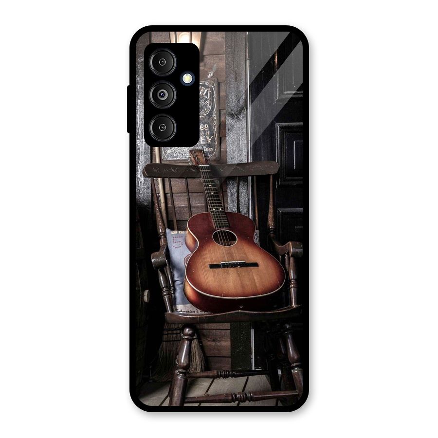 Vintage Chair Guitar Glass Back Case for Galaxy M14 5G