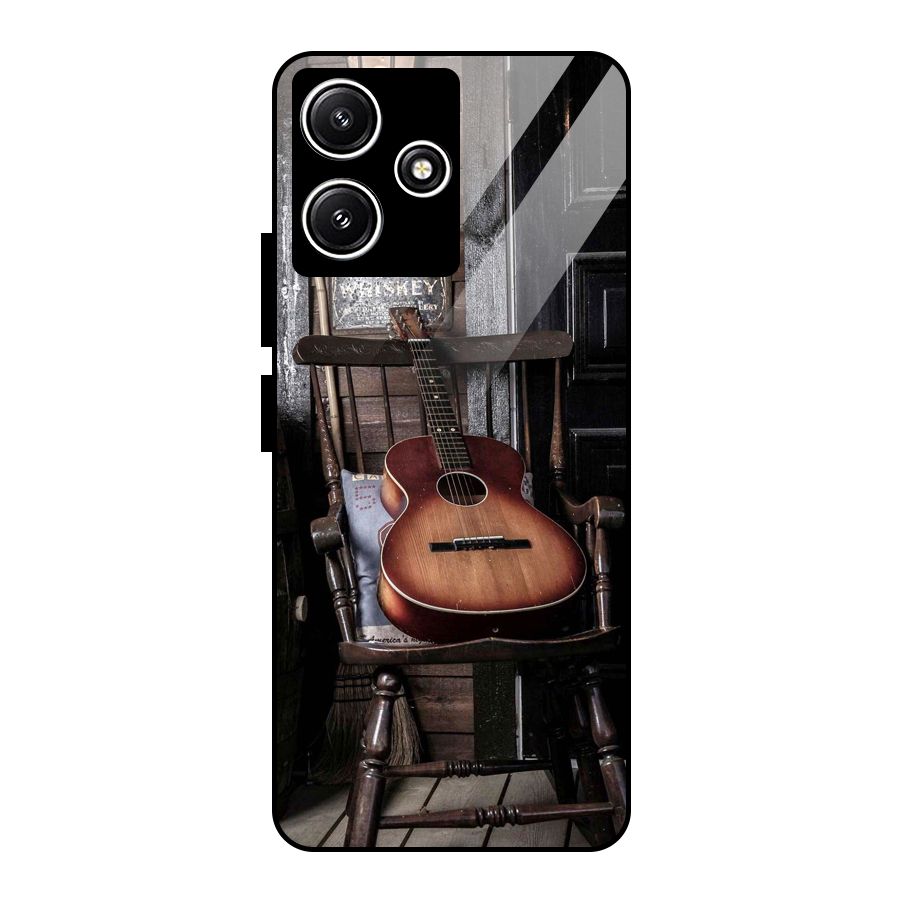 Vintage Chair Guitar Glass Back Case for Redmi 12 5G
