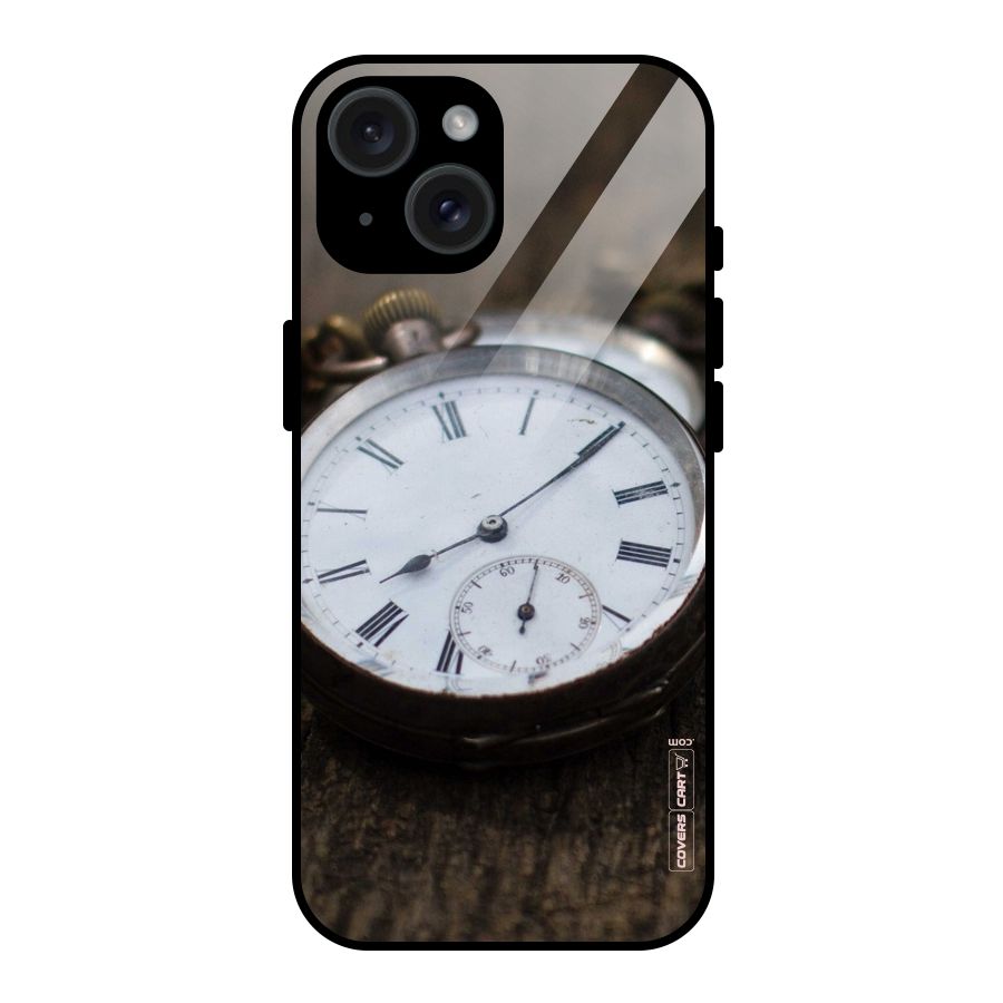 Vintage Clock Glass Back Case for iPhone 15