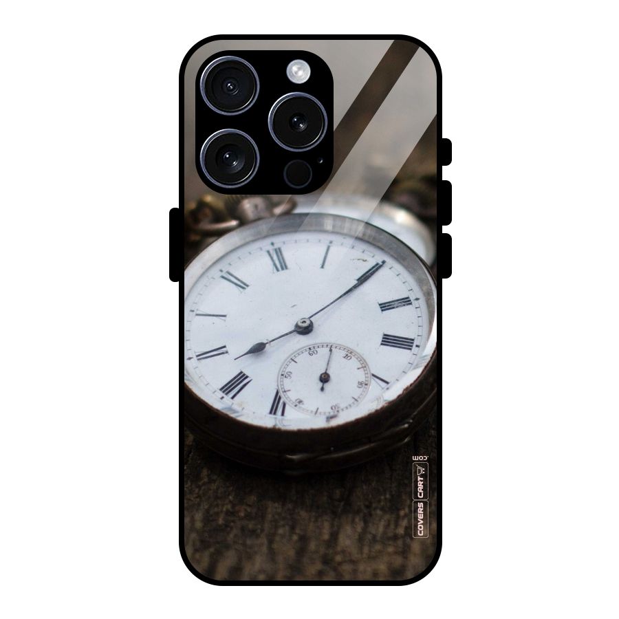 Vintage Clock Glass Back Case for iPhone 15 Pro