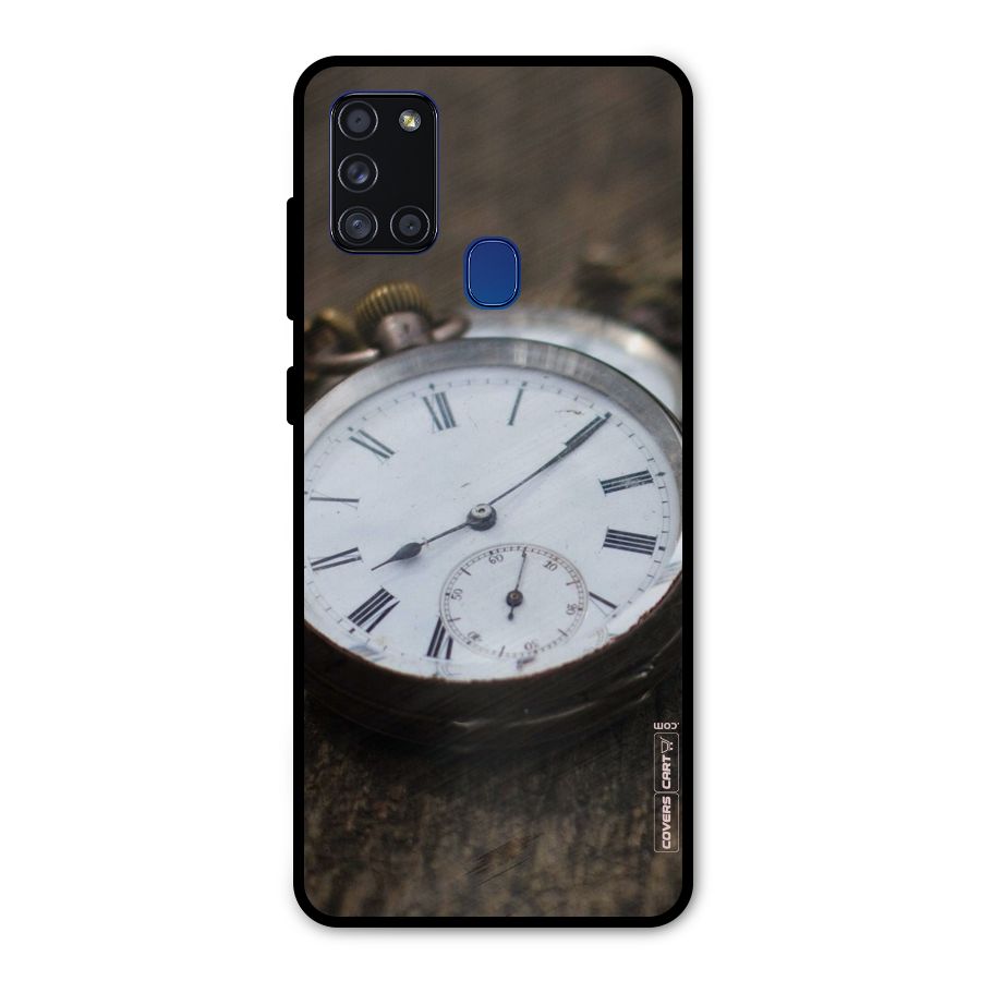 Vintage Clock Metal Back Case for Galaxy A21s