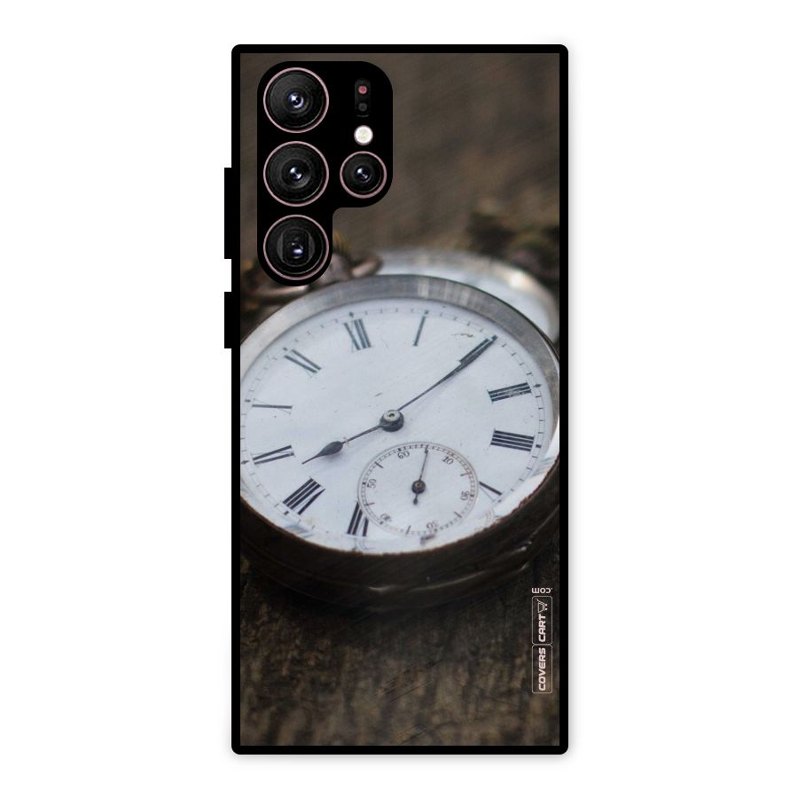 Vintage Clock Metal Back Case for Galaxy S22 Ultra 5G