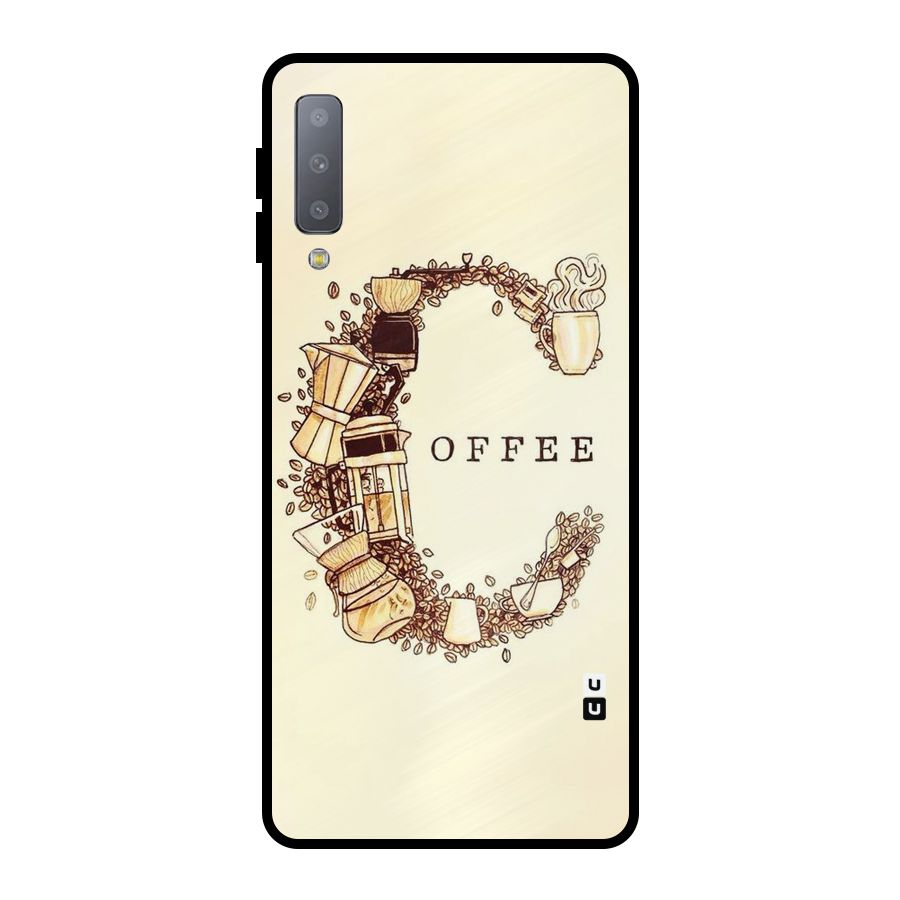 Vintage Coffee Metal Back Case for Galaxy A7 (2018)