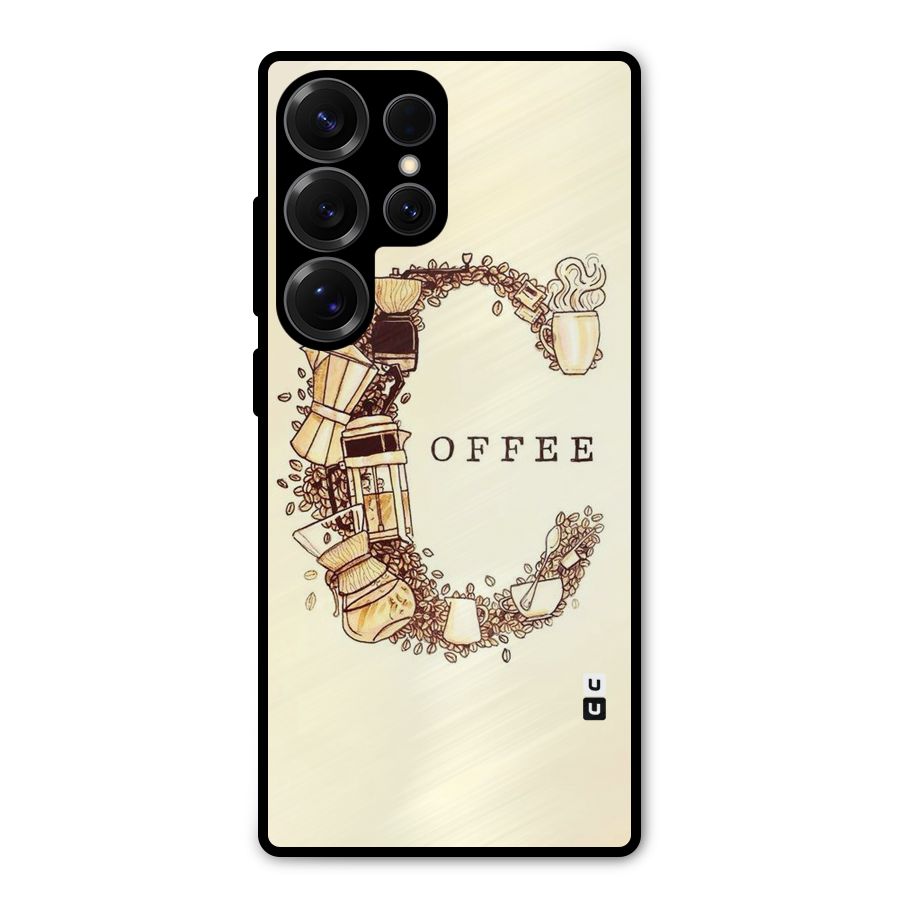 Vintage Coffee Metal Back Case for Galaxy S25 Ultra
