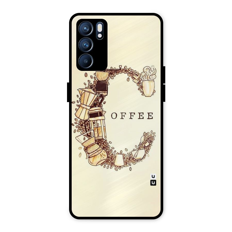 Vintage Coffee Metal Back Case for Oppo Reno6 5G