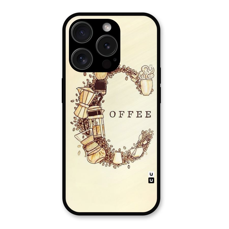 Vintage Coffee Metal Back Case for iPhone 15 Pro