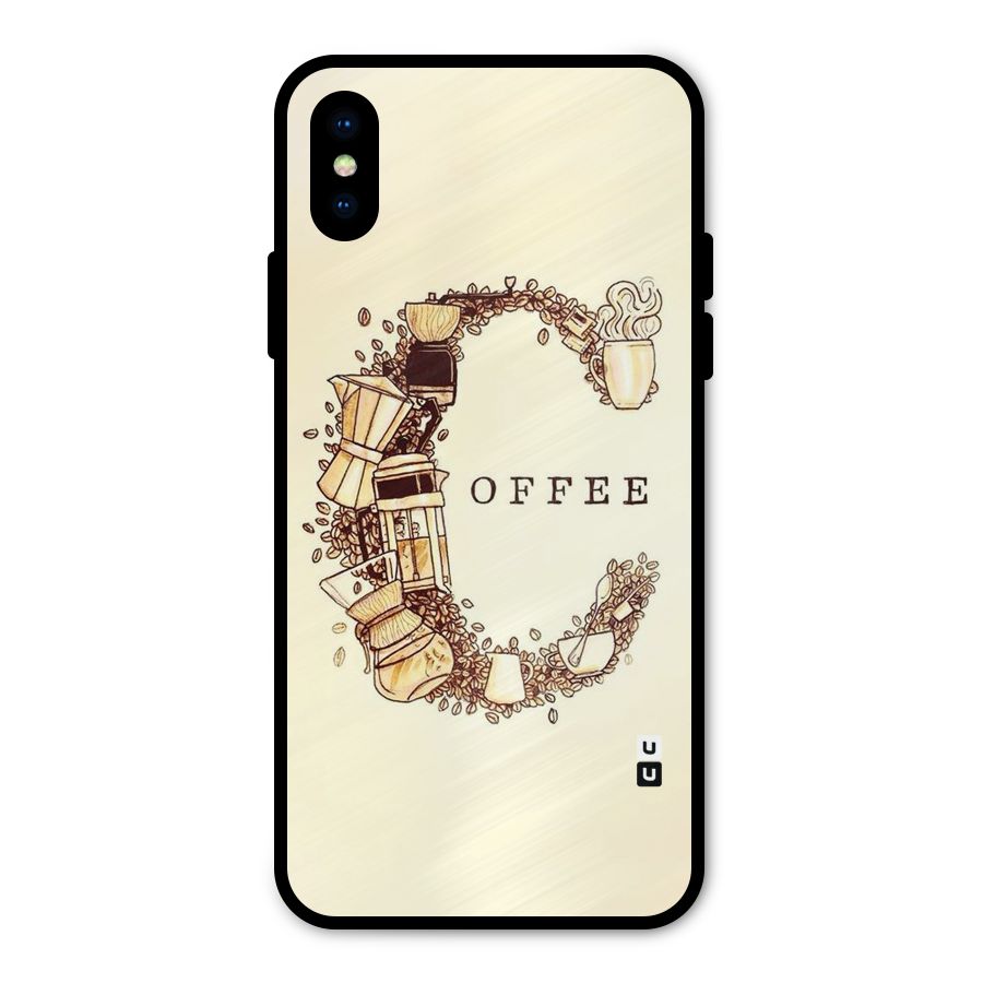 Vintage Coffee Metal Back Case for iPhone XS